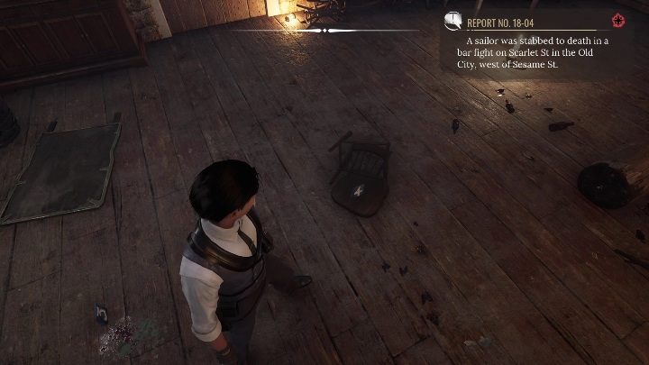 Evidence 4: a damaged chair, which broke during the fight - Sherlock Holmes Chapter One: The Collie Shangles - walkthrough - Police cases - Sherlock Holmes Chapter One Guide