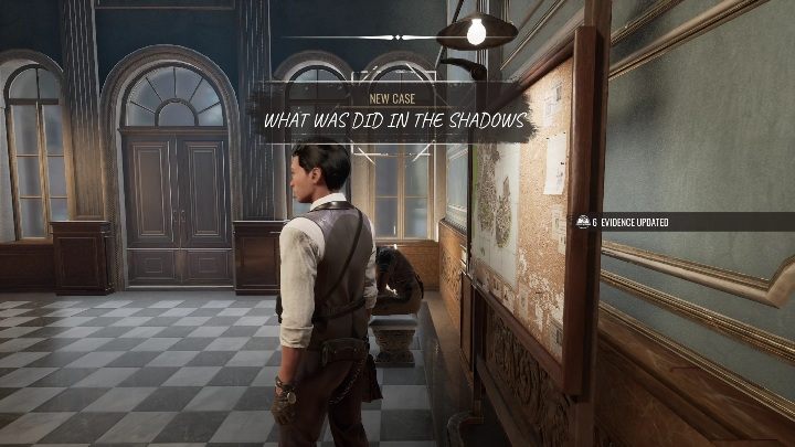 To start What Was Did in the Shadows, you have to interact with the board at the police station - Sherlock Holmes Chapter One: What Was Did in the Shadows - walkthrough - Police cases - Sherlock Holmes Chapter One Guide