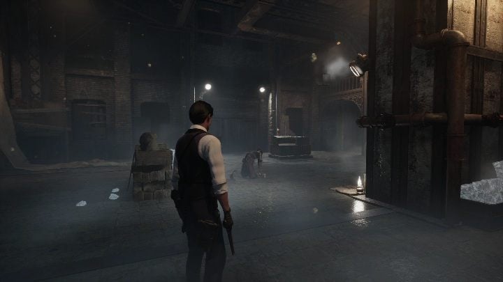 After defeating the opponents, one, fully armored, will appear - Sherlock Holmes Chapter One: Eel Hunting Mycrofts Case - walkthrough, solution - Mycroft Cases - Sherlock Holmes Chapter One Guide