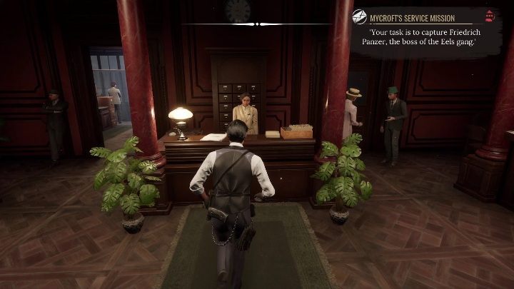 No matter what you did to the man, return to the receptionist at the Cordona Chronicle - Sherlock Holmes Chapter One: Eel Hunting Mycrofts Case - walkthrough, solution - Mycroft Cases - Sherlock Holmes Chapter One Guide