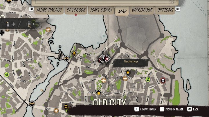 After talking to the receptionist, proceed to the bookshop, located in the northern Old City - Sherlock Holmes Chapter One: The Lost Shopkeeper Mycrofts Case - walkthrough, solution. - Mycroft Cases - Sherlock Holmes Chapter One Guide