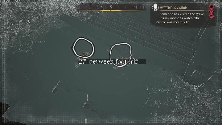 Activate the concentration and look at the ground, right next to the grave - Sherlock Holmes Chapter One: A Mothers Love, cemetery - walkthrough - Motherly love - Sherlock Holmes Chapter One Guide