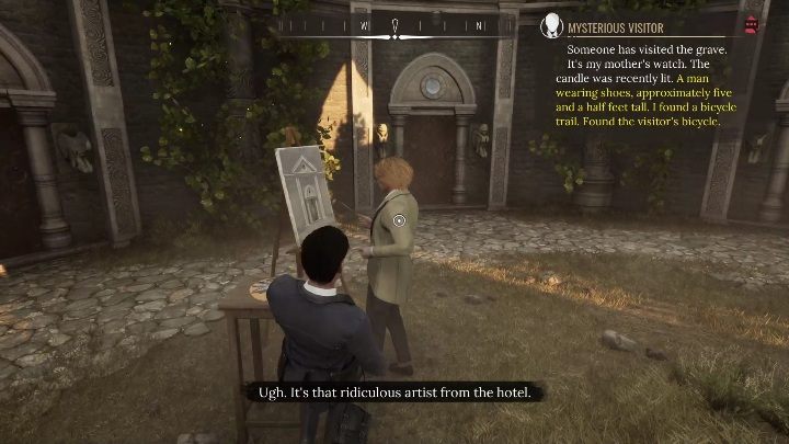 The mysterious visitor is a painter you've met before - Sherlock Holmes Chapter One: A Mothers Love, cemetery - walkthrough - Motherly love - Sherlock Holmes Chapter One Guide