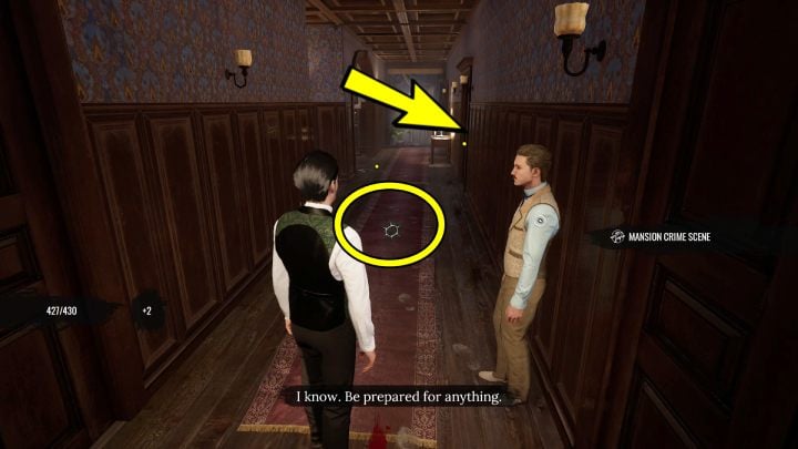 Activate Concentration Mode and examine the traces on the carpet - Sherlock Holmes The Awakened: Arnesons Mansion - Sherlock Holmes The Awakened: Chapter 5 - Arnesons Mansion - Sherlock Holmes The Awakened Walkthrough