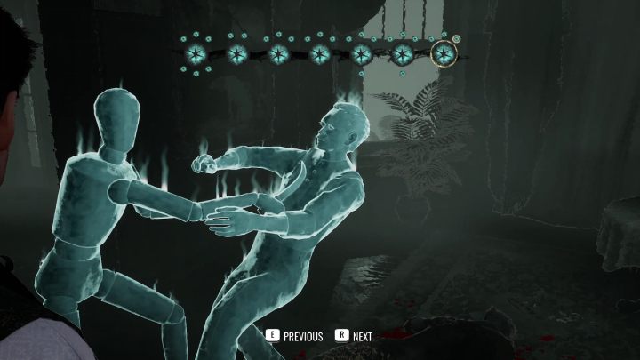 At the dead man in the living room, set the scene with a person holding a sword - Sherlock Holmes The Awakened: Arnesons Mansion - Sherlock Holmes The Awakened: Chapter 5 - Arnesons Mansion - Sherlock Holmes The Awakened Walkthrough