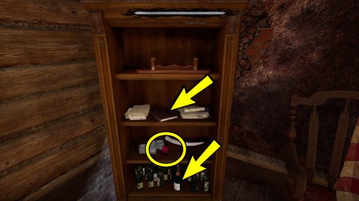 Examine the weapons on the dresser and approach the shelf - Sherlock Holmes The Awakened: Arnesons Mansion - Sherlock Holmes The Awakened: Chapter 5 - Arnesons Mansion - Sherlock Holmes The Awakened Walkthrough