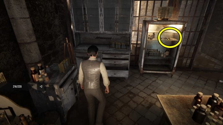 Enter the pharmacy (the entrance is on the left side of the corridor) and pick up the piece of paper from the desk next to the wall - Sherlock Holmes The Awakened: Edelweiss Institute - Sherlock Holmes The Awakened: Chapter 3 - Edelweiss Institute - Sherlock Holmes The Awakened Walkthrough