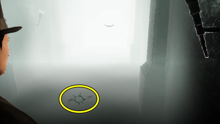 Follow the footprints on the floor and go backwards through the door - Sherlock Holmes The Awakened: Visions of Sherlock Holmes, warehouses underground - Sherlock Holmes The Awakened: Chapter 2 - Port of London - Sherlock Holmes The Awakened Walkthrough