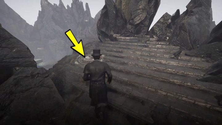 Stand on the symbol on the ground to lower the levitating stones - Sherlock Holmes The Awakened: Visions of Sherlock Holmes, warehouses underground - Sherlock Holmes The Awakened: Chapter 2 - Port of London - Sherlock Holmes The Awakened Walkthrough
