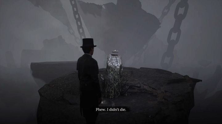 Pick up the stone and jump back into the abyss to return to the previous location - Sherlock Holmes The Awakened: Visions of Sherlock Holmes, warehouses underground - Sherlock Holmes The Awakened: Chapter 2 - Port of London - Sherlock Holmes The Awakened Walkthrough