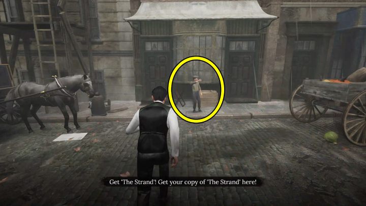 When you examine the dustbin, talk to the boy selling newspapers - Sherlock Holmes The Awakened: Chapter 1, 221B Baker Street - Sherlock Holmes The Awakened: Chapter 1 - Baker Street - Sherlock Holmes The Awakened Walkthrough