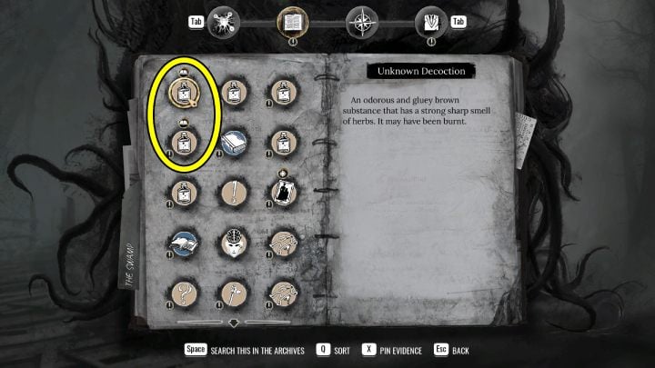 You must now search the archives and learn more about the ingredients which you've found in the cave - Sherlock Holmes The Awakened: The Cave - Sherlock Holmes The Awakened: Chapter 6 - Wetlands - Sherlock Holmes The Awakened Walkthrough