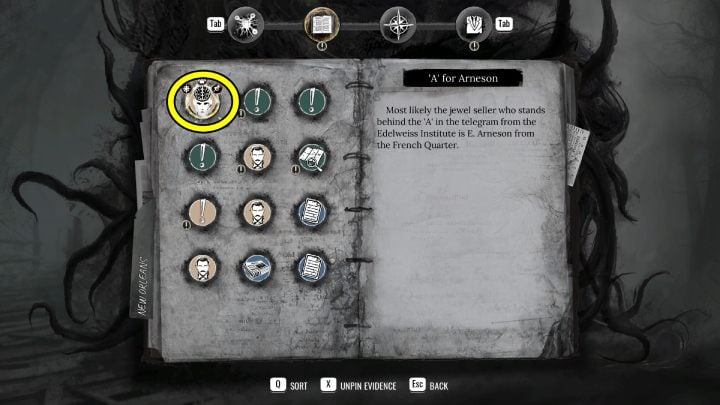 Pin the A for Ameson evidence and ask any person for directions - Sherlock Holmes The Awakened: New Orleans - Sherlock Holmes The Awakened: Chapter 4 - New Orleans - Sherlock Holmes The Awakened Walkthrough