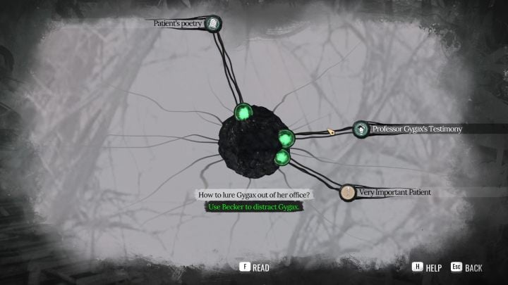 When asked How to lure Gygax out of her office - Sherlock Holmes The Awakened: Chapter 3 - Watson - Sherlock Holmes The Awakened: Chapter 3 - Edelweiss Institute - Sherlock Holmes The Awakened Walkthrough