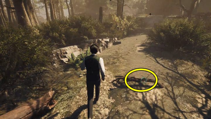 Finally, in Concentration Mode check the torn branch next to severed fingers - Sherlock Holmes The Awakened: Garden of Arnesons Mansion - Sherlock Holmes The Awakened: Chapter 5 - Arnesons Mansion - Sherlock Holmes The Awakened Walkthrough