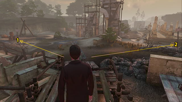 1 - to Area 2 (Ropes), 2 - to Area 5 (Hooks) - Sherlock Holmes Crimes and Punishments: Find the way to the Mithraeum - Sherlock Holmes Crimes and Punishments: Blood Bath - Sherlock Holmes: Crimes and Punishments Game Guide