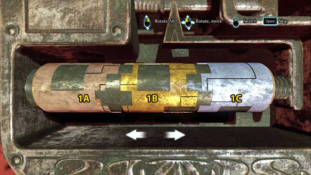 Move the left short cylinder (1A) to the left - Sherlock Holmes Crimes and Punishments: Find out what the divine syndicate is concealing - Sherlock Holmes Crimes and Punishments: The Kew Gardens Drama - Sherlock Holmes: Crimes and Punishments Game Guide