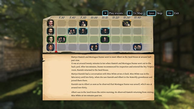 The timeline of the murder. - Sherlock Holmes Crimes and Punishments: Set out the timeline of the murder at Kew Gardens - Sherlock Holmes Crimes and Punishments: The Kew Gardens Drama - Sherlock Holmes: Crimes and Punishments Game Guide