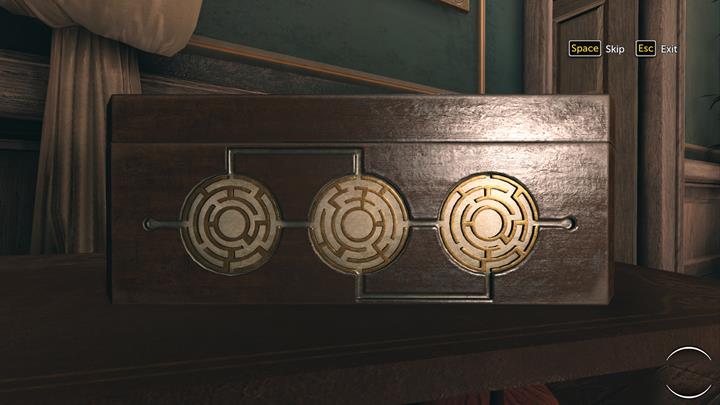 Once you get such setting, move the third labyrinth twice in order to open the chest - Disarming the bomb and visiting Alices house | Walkthrough - Infamy | Walkthrough - Sherlock Holmes: The Devils Daughter Game Walkthrough