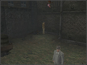 Look at the garbage under the wall (right of the entrance) and cut a piece of tarred tarpaulin - Wharfdale Road, night 13 /14 September 1888 - part 1 - Walkthrough - Sherlock Holmes vs. Jack the Ripper - Game Guide and Walkthrough