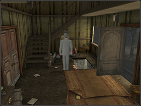 To get there, tie a rope to the stairs and go down with its help (click on the end of the line lying on the floor) - Wharfdale Road, night 13 /14 September 1888 - part 1 - Walkthrough - Sherlock Holmes vs. Jack the Ripper - Game Guide and Walkthrough