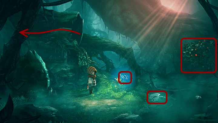 There notice a honey tick (on the plant) - Chapter Two | Walkthrough - Walkthrough - Silence: The Whispered World 2 Game Guide