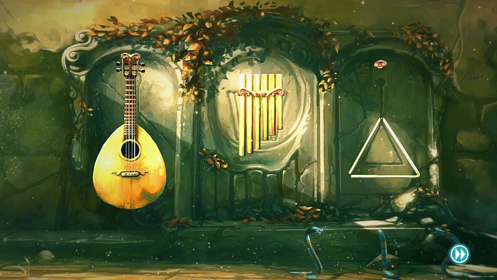 Click them to change their size to small like on the picture above (one click on lute, two on flute and two on triangle) - Chapter Two | Walkthrough - Walkthrough - Silence: The Whispered World 2 Game Guide