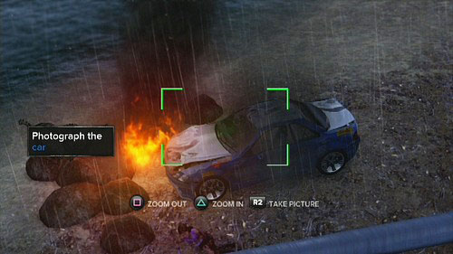 Return to the stairs, take a picture of the burning car and call Teng - Hotshot Lead 4 - Hotshot - Walkthrough - Sleeping Dogs - Game Guide and Walkthrough