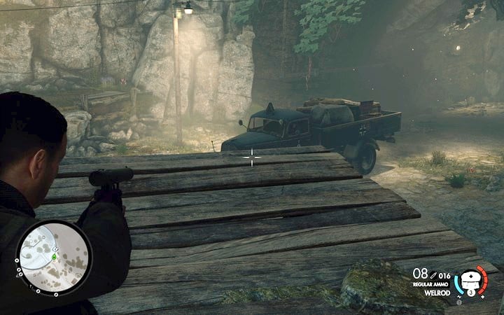 The truck leaving the tunnel - Finding the cache and the ammo truck | Mission 3 Regilino Viaduct - Mission 3: Regilino Viaduct - Sniper Elite 4 Game Guide