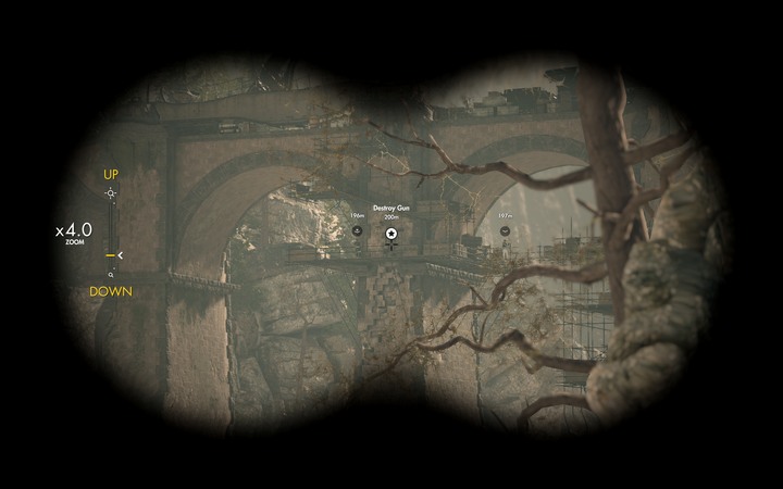 If you play at a higher difficulty level, the shot from the correct distance is the key - Blowing up the bridge with the cannon on rails | Mission 3 Regilino Viaduct - Mission 3: Regilino Viaduct - Sniper Elite 4 Game Guide