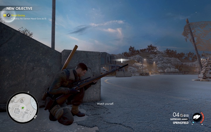 Watch out for the snipers when you get to the last cannon - The second document, the antenna and the fifth cannon | Magazzeno Facility - Mission 6: Magazzeno Facility - Sniper Elite 4 Game Guide