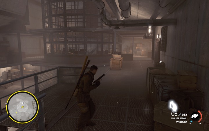 In the glass office you can find the safe with the document - Sabotaging the factory and Kesslers notes | Mission 6 Magazzeno Facility - Mission 6: Magazzeno Facility - Sniper Elite 4 Game Guide