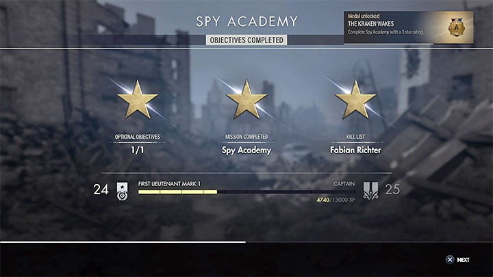 For completing each mission, you can be awarded a maximum score of 3 stars - Sniper Elite 5: All missions - list - Walkthrough - Sniper Elite 5 Guide, Walkthrough