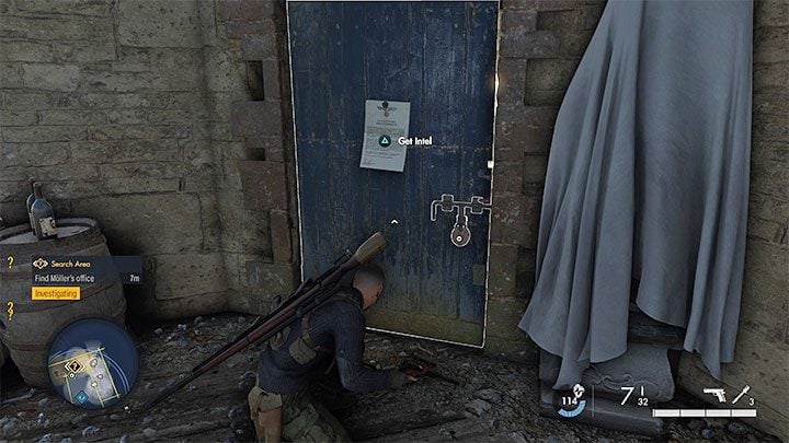 To complete the mission objective in this way, you have to reach the top floor of the building to get right above Moller's office - Sniper Elite 5: Entering the office and finding Mollers secrets (mission 2) - walkthrough - Mission 2 - Occupied Residence - Sniper Elite 5 Guide, Walkthrough