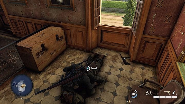 In the case of this variant, head to the window to the left of the office's entrance (picture above), i - Sniper Elite 5: Entering the office and finding Mollers secrets (mission 2) - walkthrough - Mission 2 - Occupied Residence - Sniper Elite 5 Guide, Walkthrough