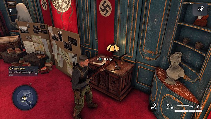 In the hidden office, you can pick up new collectibles and unique loot - Sniper Elite 5: Entering the office and finding Mollers secrets (mission 2) - walkthrough - Mission 2 - Occupied Residence - Sniper Elite 5 Guide, Walkthrough