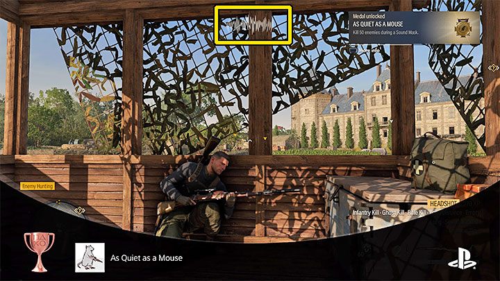 How to unlock: Kill 50 enemies during a Sound Mask - Sniper Elite 5: Trophies/Achievements - list, trophy guide - Appendix - Sniper Elite 5 Guide, Walkthrough