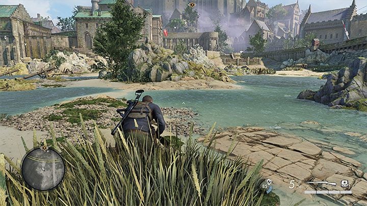Set out towards the island after you have cleared the area - Sniper Elite 5: Infiltrating the island and determining the meeting place (mission 3) - walkthrough - Mission 3 - Spy Academy - Sniper Elite 5 Guide, Walkthrough
