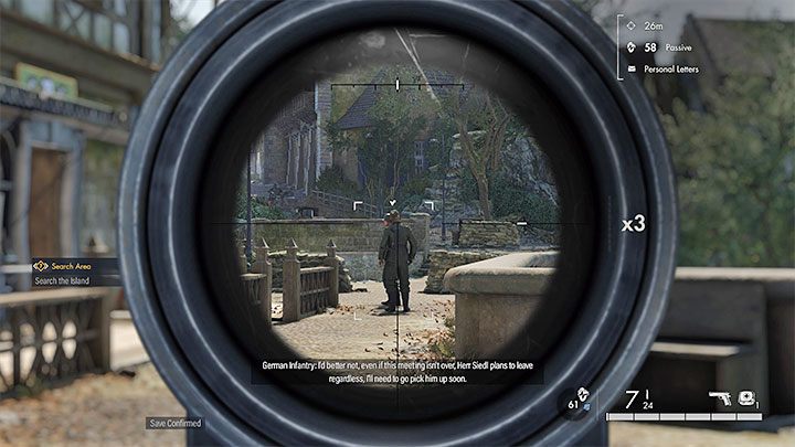 During the journey towards the parked vehicles, try to avoid or silently eliminate the enemies so as not to unnecessarily alarm the area - Sniper Elite 5: Infiltrating the island and determining the meeting place (mission 3) - walkthrough - Mission 3 - Spy Academy - Sniper Elite 5 Guide, Walkthrough