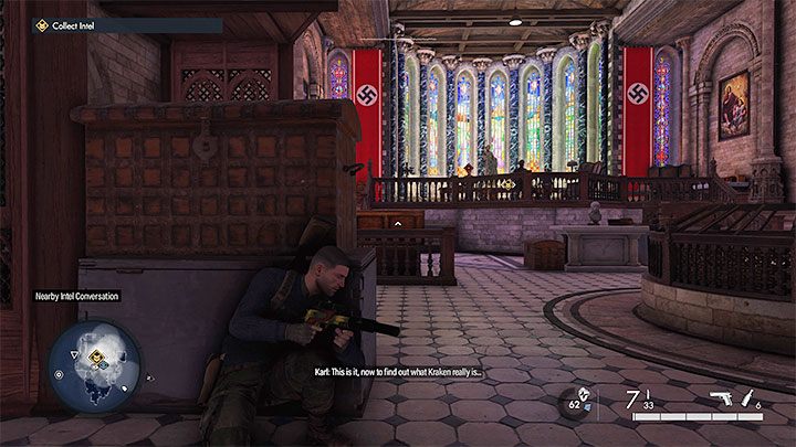 If the outpost is at an alert, entering the meeting room may mean you'll be attacked - Sniper Elite 5: Eavesdropping on the meeting and getting intel on Kraken (mission 3) - walkthrough - Mission 3 - Spy Academy - Sniper Elite 5 Guide, Walkthrough