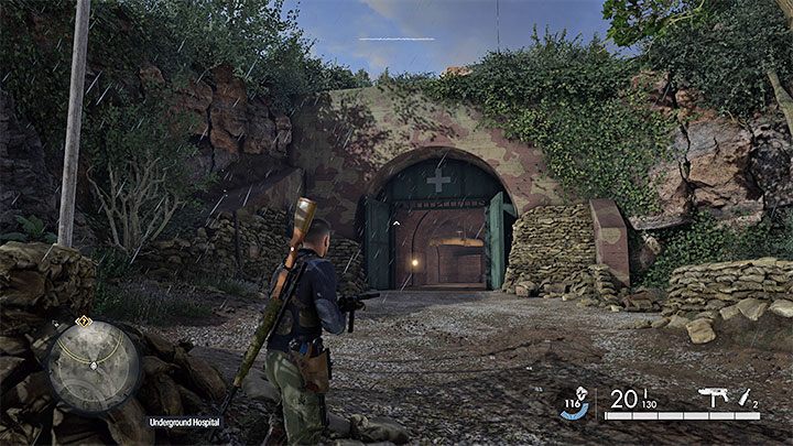 Investigating the Underground Hospital is one of the ways to obtain information on Kraken and find out about the Hidden Facility - Sniper Elite 5: Map of mission 5 (Festung Guernsey) and location description - walkthrough - Mission 5 - Festung Guernsey - Sniper Elite 5 Guide, Walkthrough