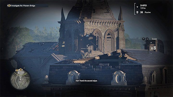 If you have a scoped rifle, you should be easily able to kill one or two of them from a long distance - Sniper Elite 5: Securing the crossing (mission 6) - walkthrough - Mission 6 - Liberation - Sniper Elite 5 Guide, Walkthrough