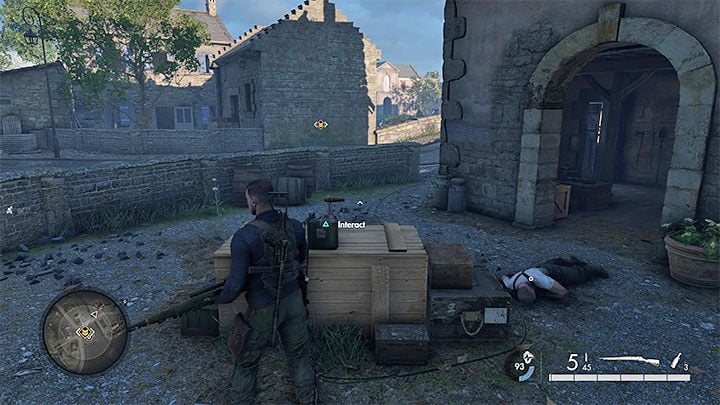 You must attach explosives to the barricade to destroy it - Sniper Elite 5: Liberating the northern town (mission 6) - walkthrough - Mission 6 - Liberation - Sniper Elite 5 Guide, Walkthrough