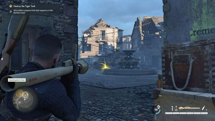 Position yourself so that you can see the tank - Sniper Elite 5: Liberating the northern town (mission 6) - walkthrough - Mission 6 - Liberation - Sniper Elite 5 Guide, Walkthrough
