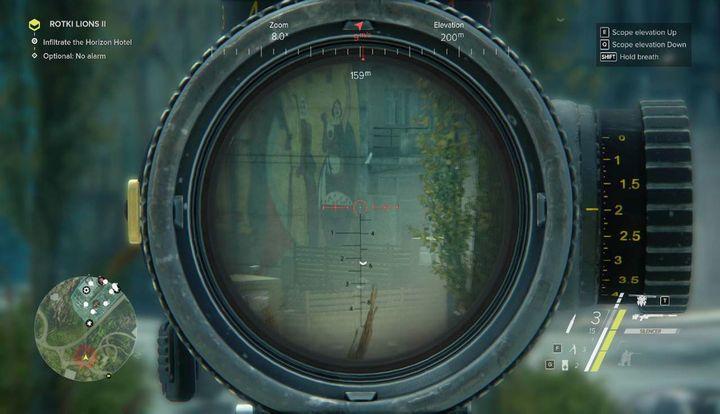 Focus on the roof of the main building, and locate the enemy sniper - Rotki Lions I and II | Side-Ops | Walkthrough - Act 1 - Sniper: Ghost Warrior 3 Game Guide