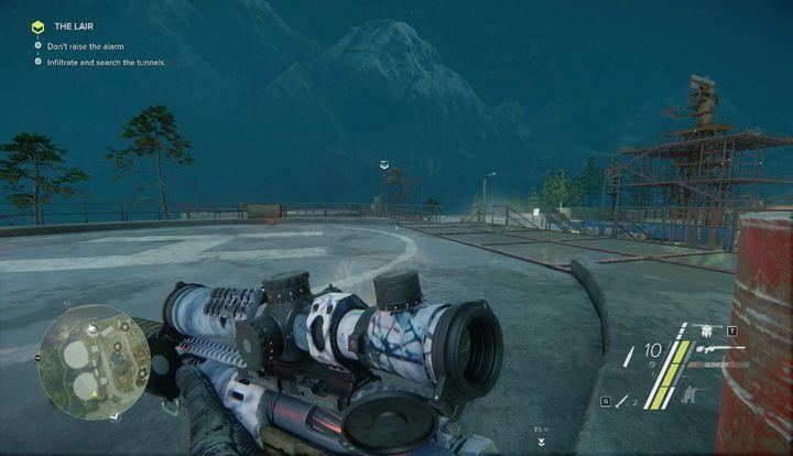 First, eliminate the soldier scanning the area - he is located in the highest watchtower - The Lair I Clear Out | Act 2 | Walkthrough - Act 2 - Sniper: Ghost Warrior 3 Game Guide