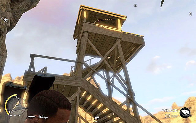 Western watch tower - Sniper Elite 3 Afrika: Destroying the second artillery station - Sniper Elite 3 Afrika: Mission 3 - Halfaya Pass - Sniper Elite III: Afrika Game Guide