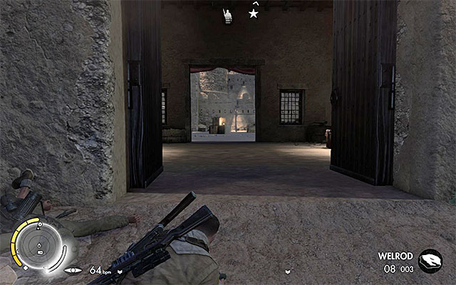 The main gate - Sniper Elite 3 Afrika: Entering the fort - Sniper Elite 3 Afrika: Mission 4 - Fort Rifugio - Sniper Elite III: Afrika Game Guide