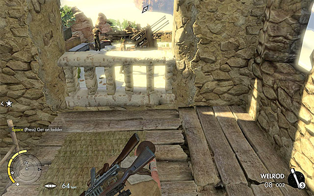 Throw a grenade through the hole in the wall - Sniper Elite 3 Afrika: Exploration of the old city - Sniper Elite 3 Afrika: Mission 5 - Siwa Oasis - Sniper Elite III: Afrika Game Guide