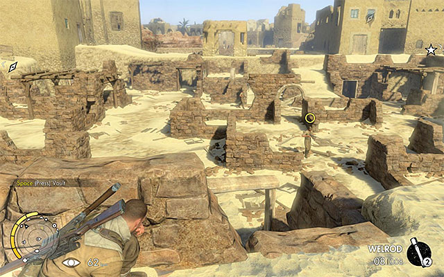 The ruins are being patrolled by many enemy soldiers - Sniper Elite 3 Afrika: Exploration of the old city - Sniper Elite 3 Afrika: Mission 5 - Siwa Oasis - Sniper Elite III: Afrika Game Guide